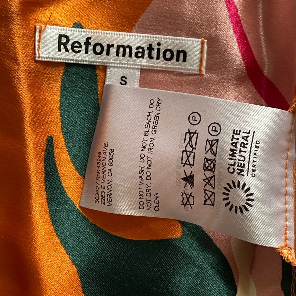 Reformation Elektra Eros Orange 100% silk set NWT - Picture 6 of 13